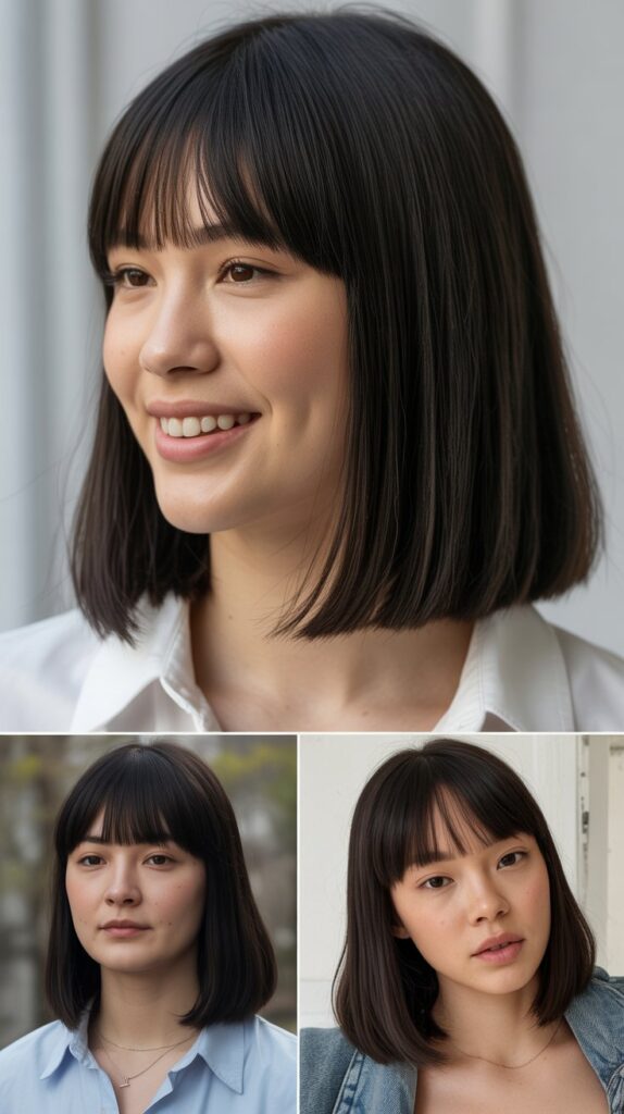 Pin-Straight Curtain Bangs