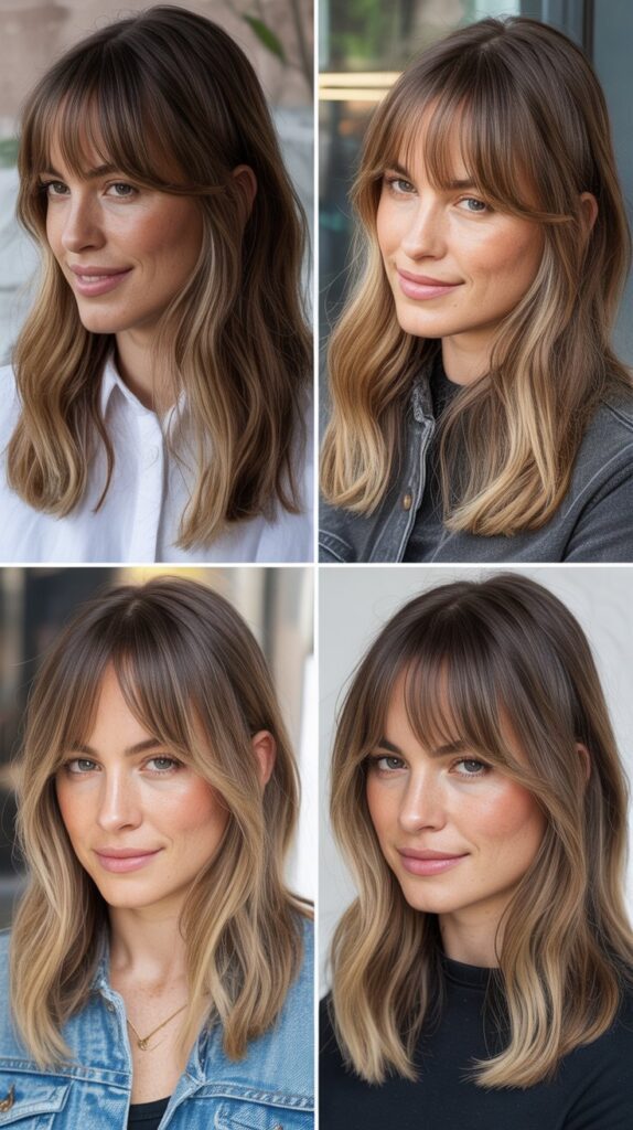 Curtain Bangs with Highlights