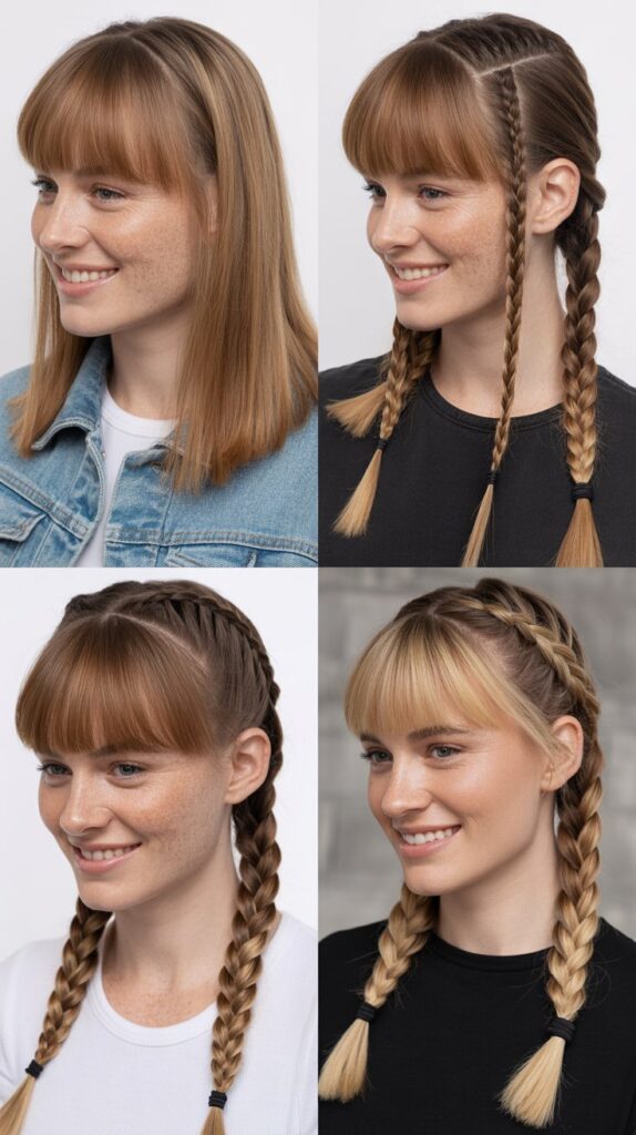 Curtain Bangs with Braids