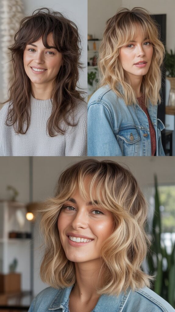 Textured Fringe with Tousled Mid-Length Waves