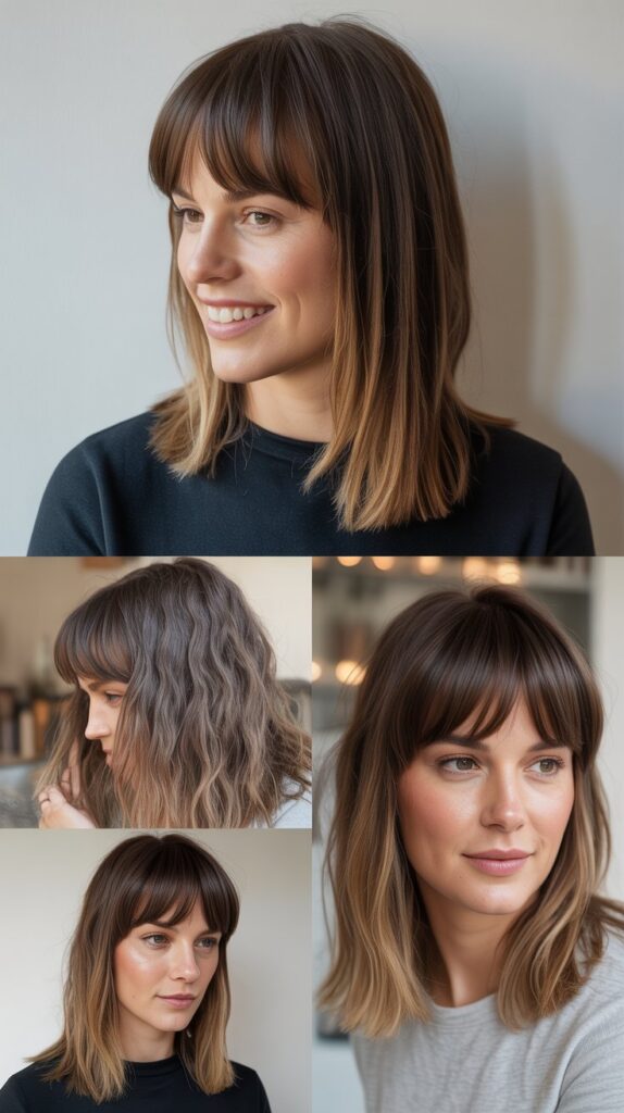 Blunt Bangs with Textured Ends