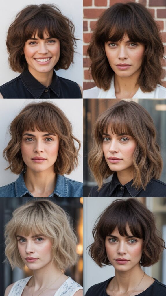 Blunt Bangs with Tousled Waves