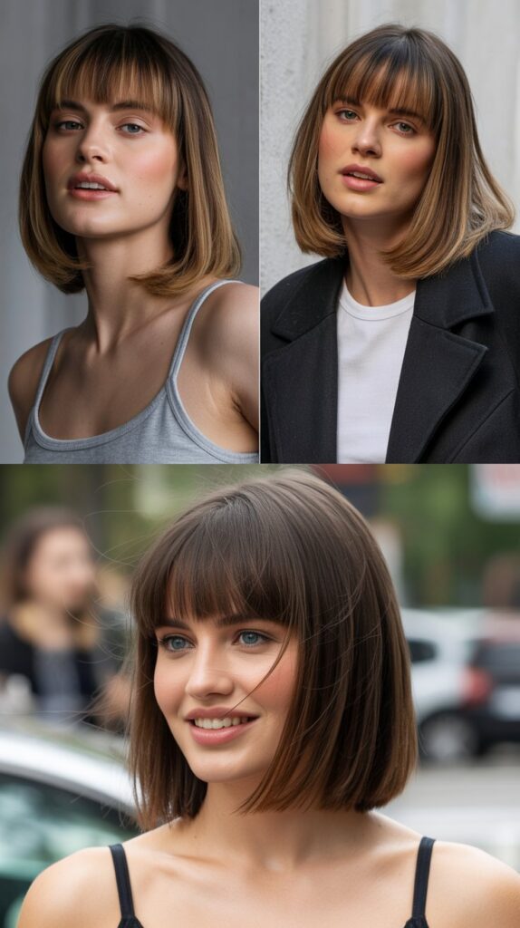  Layered Long Bob With Baby Bangs