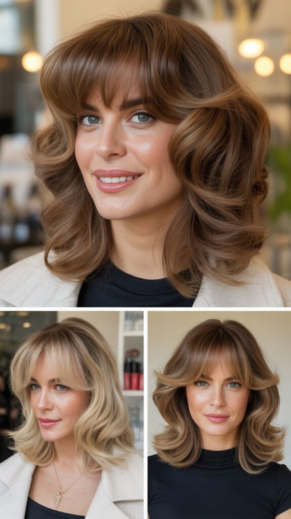 Voluminous Blown-Out Bangs