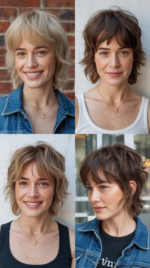 36 Medium-Length Hairstyles with Bangs for Thin Hair That Add Volume 7 Razored Shag with Piecey Bangs