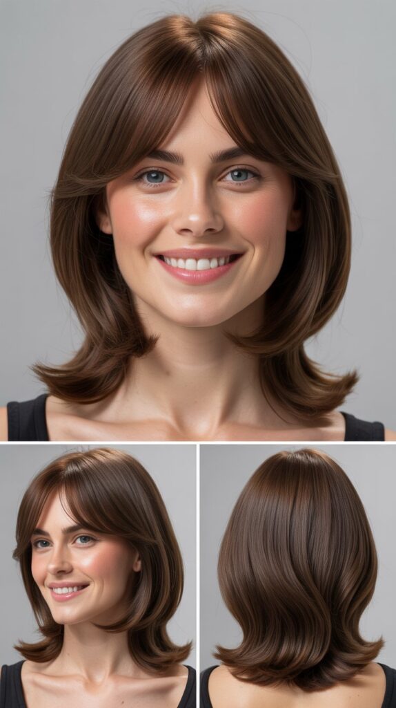 Smooth Layers With Center-Parted Bangs