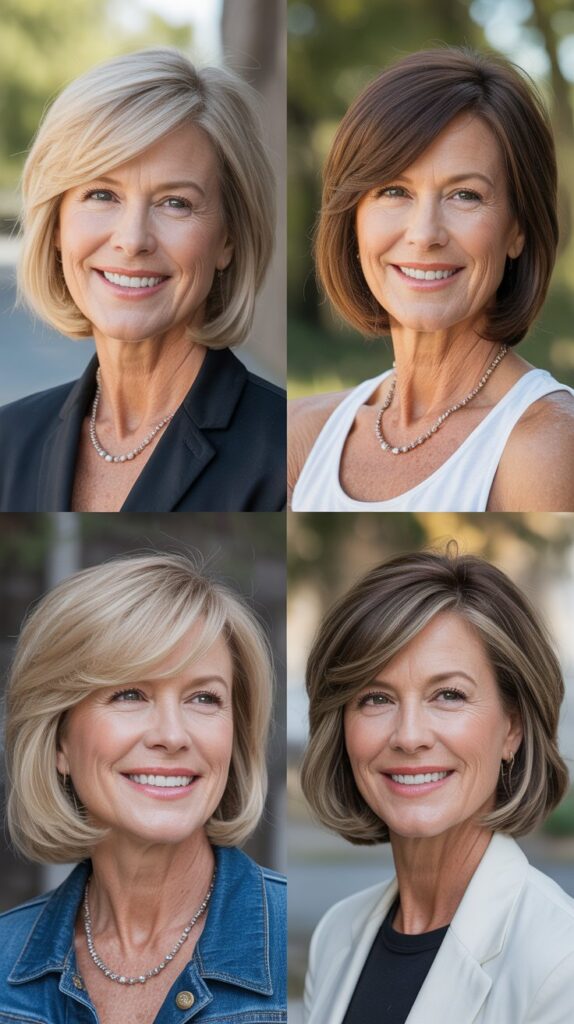 Angled Side Bangs with Medium A-Line Cut