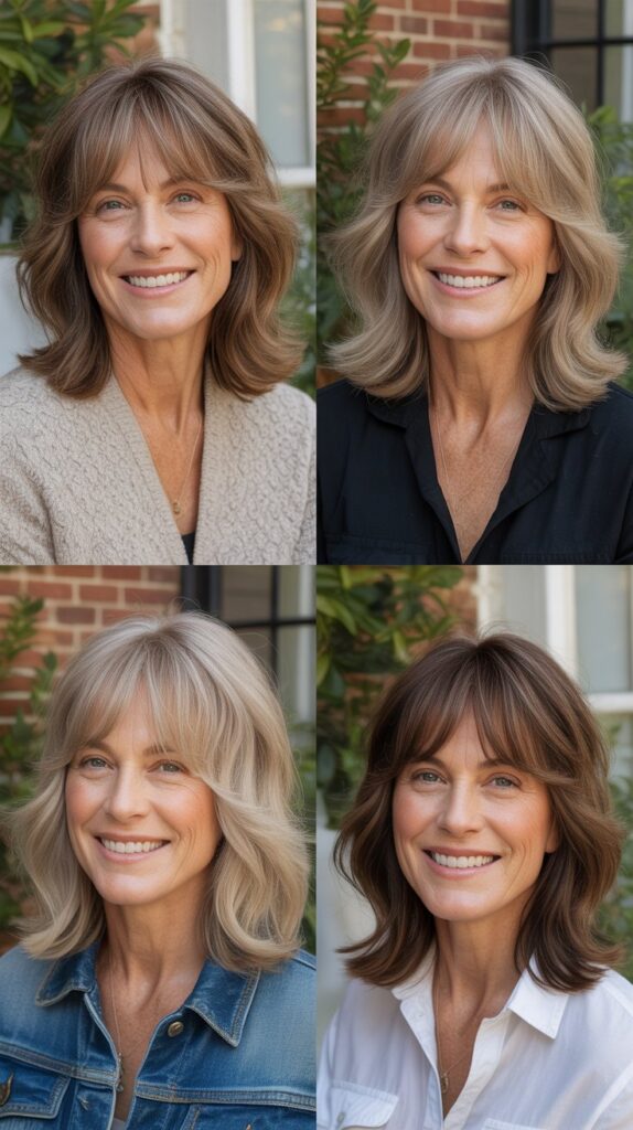 Long Wispy Bangs with Medium Feathered Shag