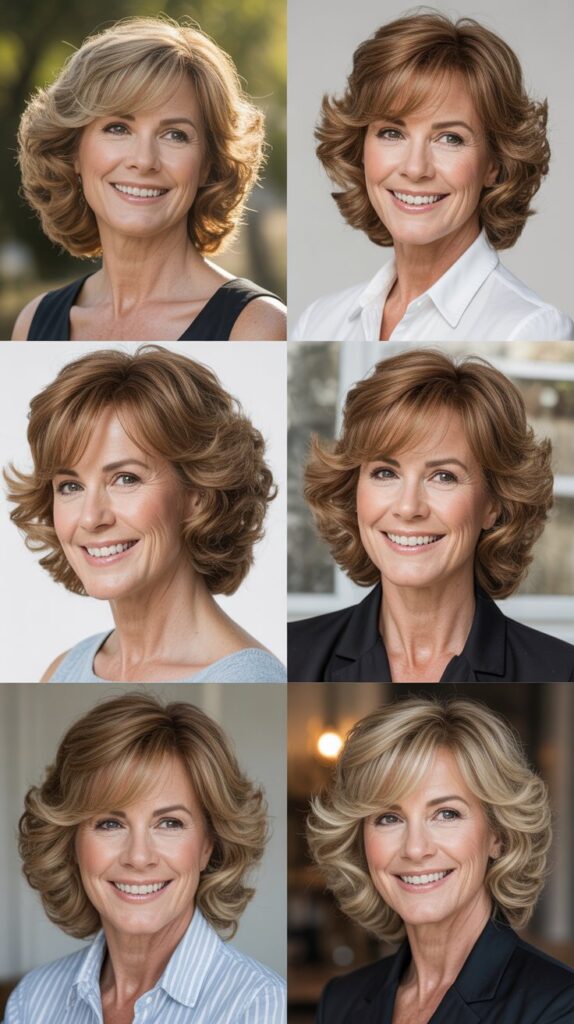 Wispy Side Bangs with Medium Bouncy Curls