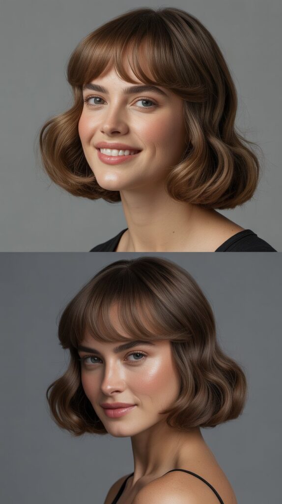 Rounded Baby Bangs with Medium Length
