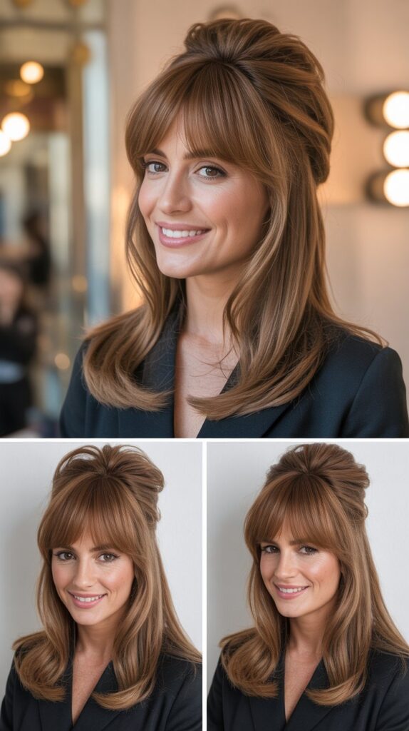 Long Bangs with Volume at the Crown