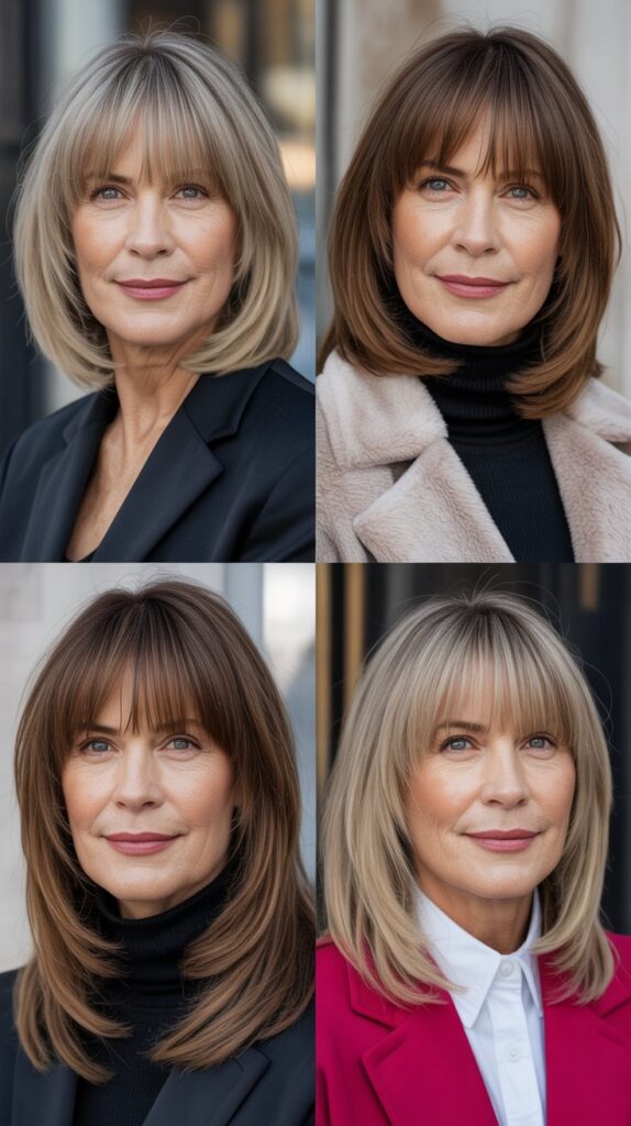 Thick Full Bangs with Medium Straight Cut