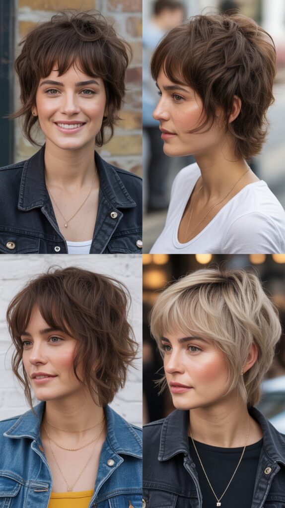 36 Medium-Length Hairstyles with Bangs for Thin Hair That Add Volume 36 Textured Shag with Feathered Fringe
