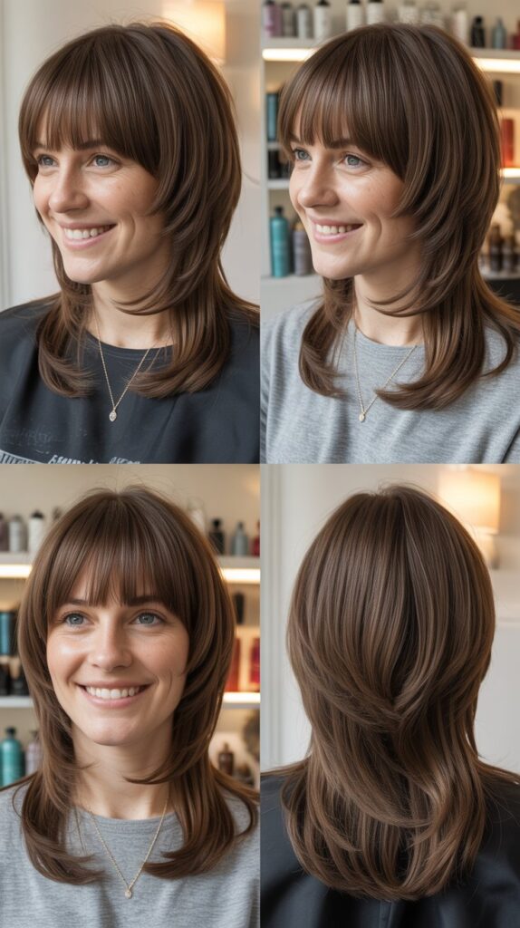 Dimensional Layers With Blunt Bangs