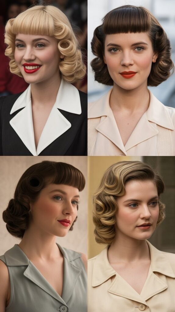 Curtain Bangs with Retro Pin Curls