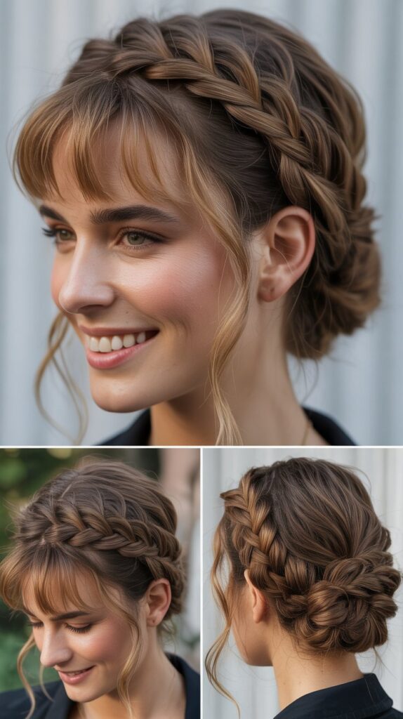 Braided Updo with Wispy Bangs