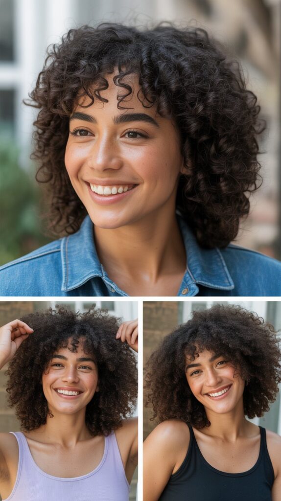 Natural Coils with Tapered Bangs