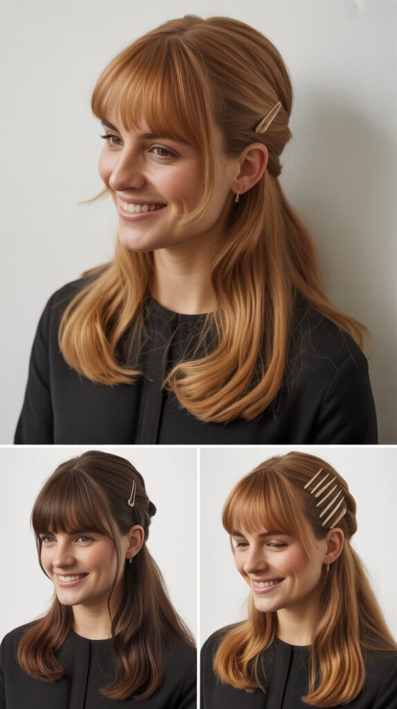 Long Bangs with Pinned-Back Styling