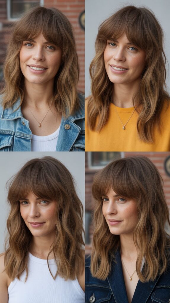  Textured Fringe with Medium Wavy Hair