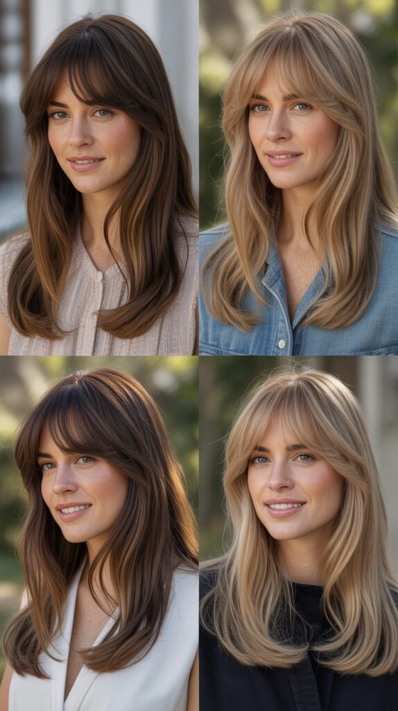 Wispy Layered Bangs With Long Flowing Hair