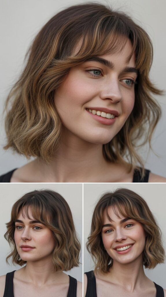 36 Medium-Length Hairstyles with Bangs for Thin Hair That Add Volume 8 Shoulder-Length Cut with Arched Bangs