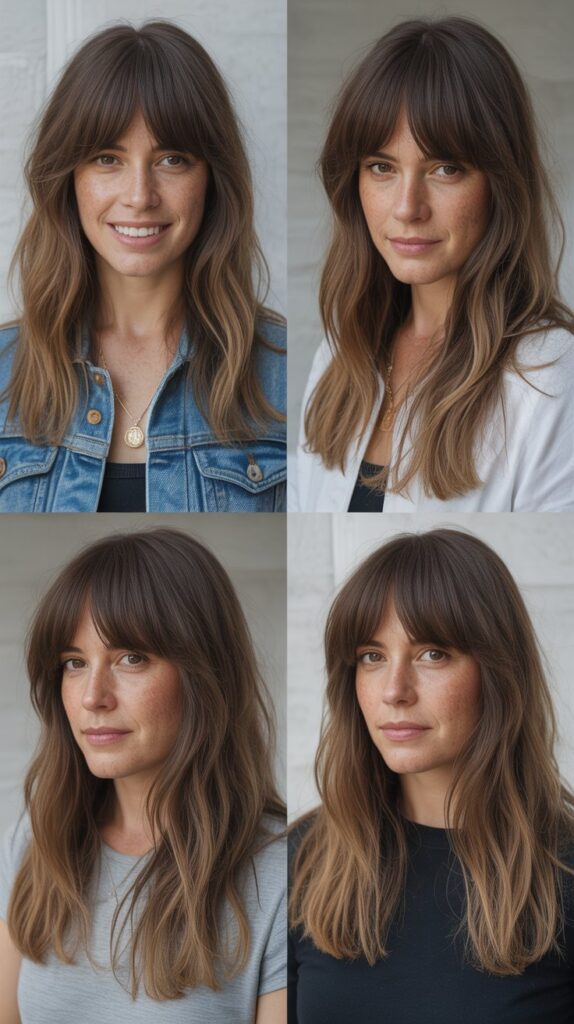  Long Bangs with Natural Air-Dried Texture