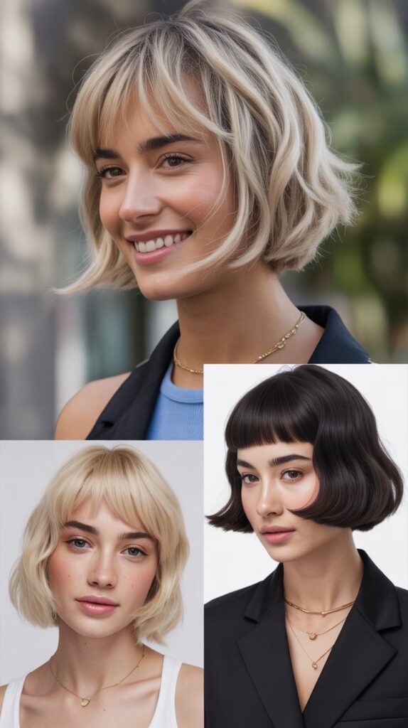 Blunt Layers with Micro Curtain Bangs