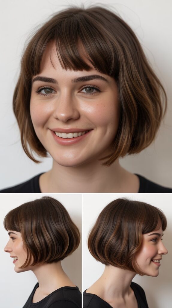 36 Medium-Length Hairstyles with Bangs for Thin Hair That Add Volume 6 Graduated Bob with Micro Bangs