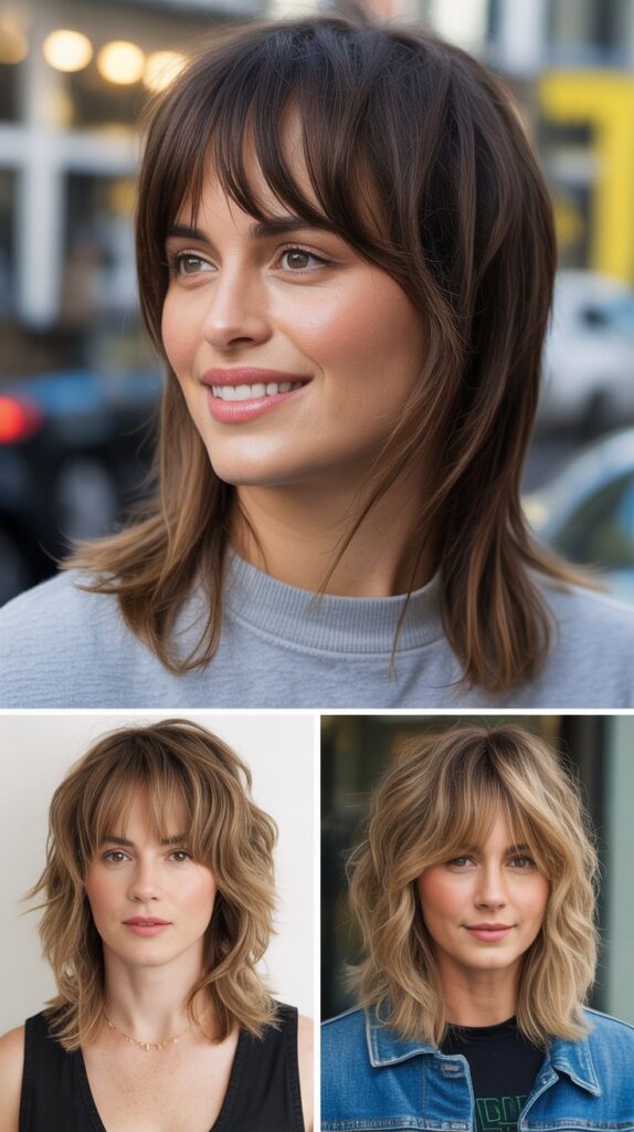 Long Bangs with Layered Shag Cut