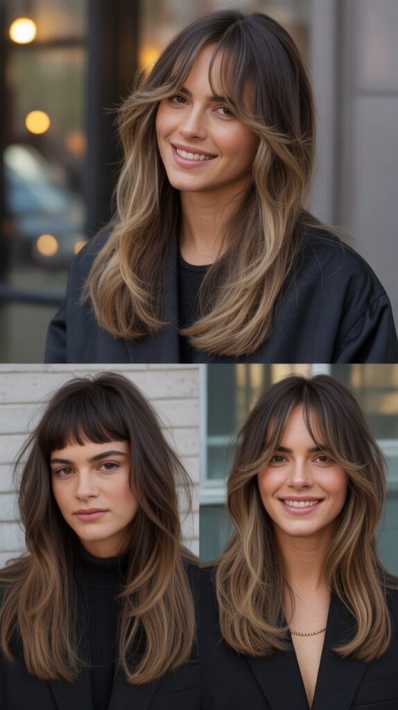 Layered Hair With Micro-Bangs Contrast