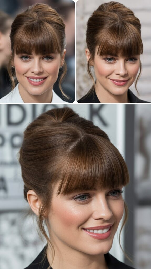 Tucked Updo with Blunt Bangs
