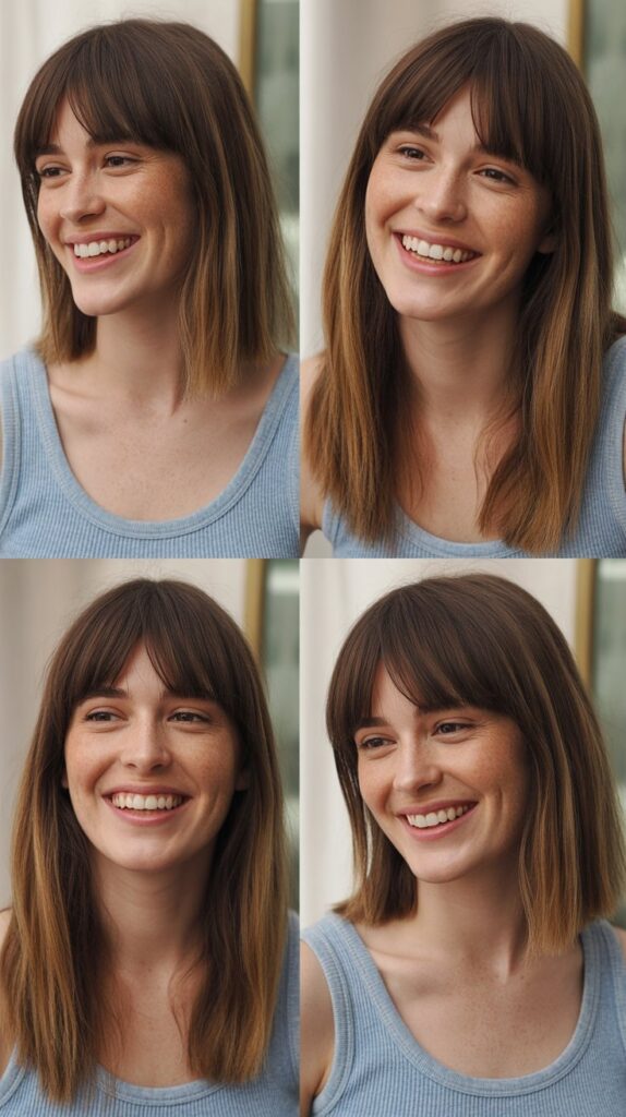 Fringy Bangs with Medium Straight Hair