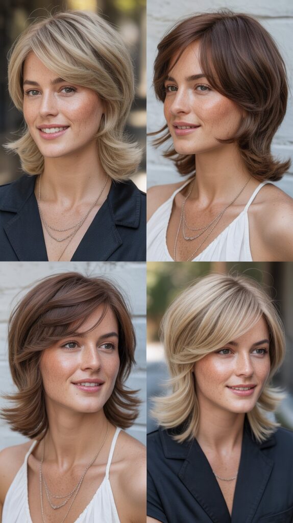  Feathered Layers with Long Side Bangs