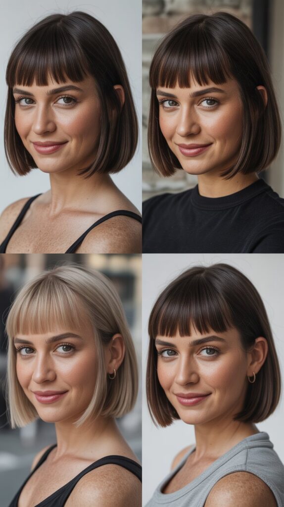 36 Medium-Length Hairstyles with Bangs for Thin Hair That Add Volume 21 Sleek Bob with Baby Bangs