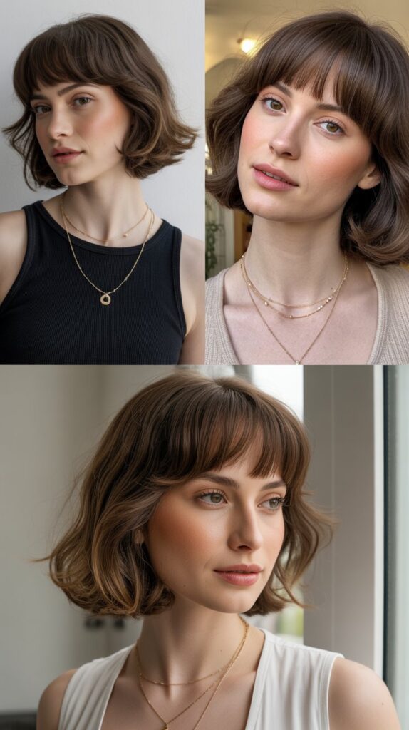  Soft Blunt Bangs with Medium Hair