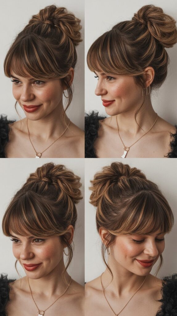 Bubble Ponytail Updo with Micro Bangs