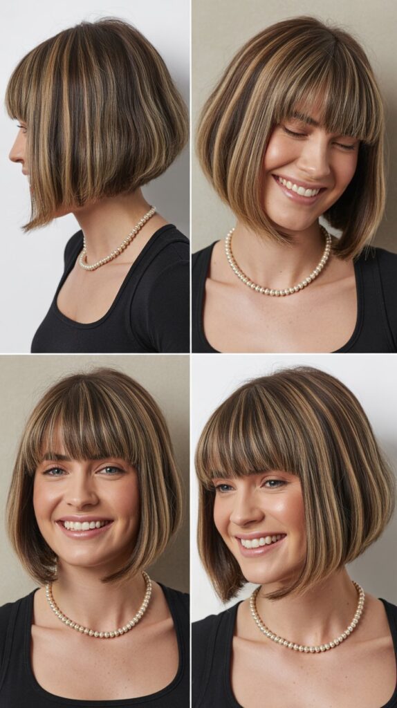 Precision Stacked Bob with Straight Bangs