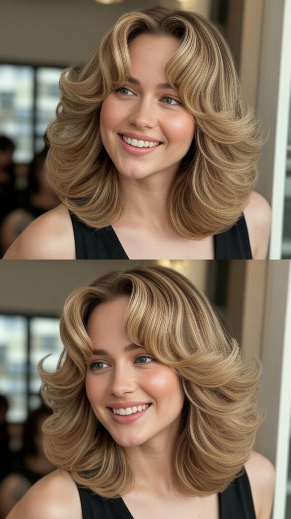 Voluminous Blowout with Feathered Bangs