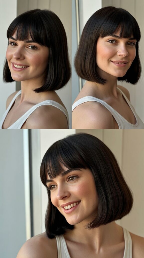 Sleek Center-Parted Bob with Blunt Bangs