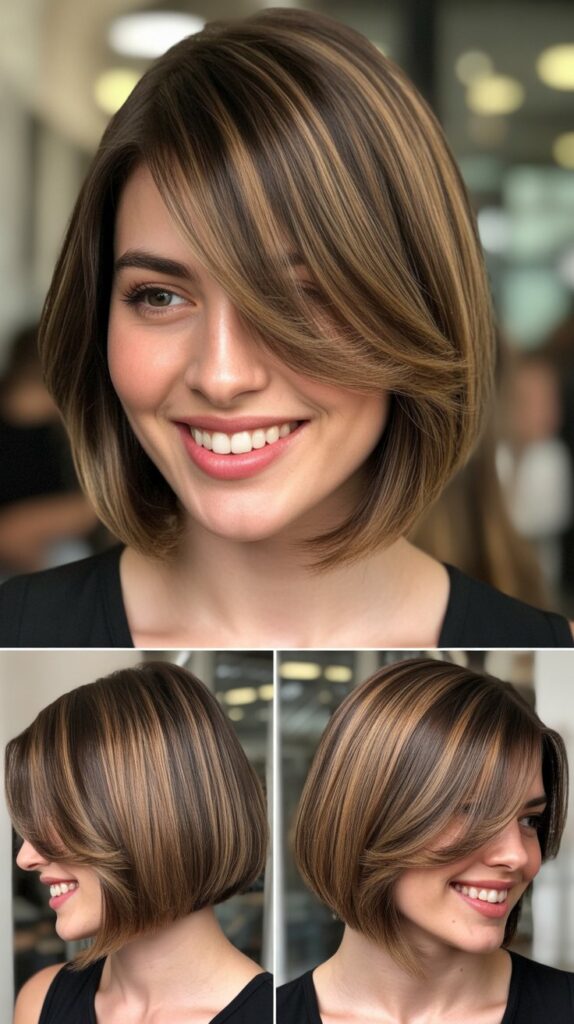 Sleek Lob with Side-Swept Bangs