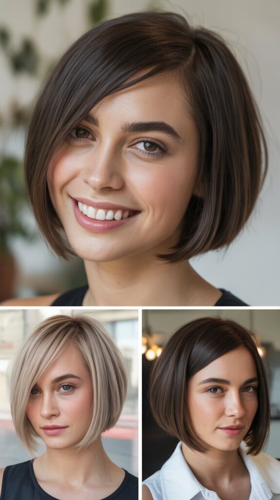 36 Medium-Length Hairstyles with Bangs for Thin Hair That Add Volume 10 Angled Bob with Side Bangs