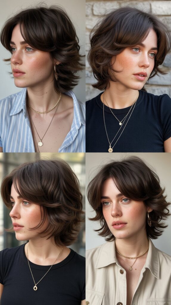 36 Medium-Length Hairstyles with Bangs for Thin Hair That Add Volume 23 Choppy Shag with Long Side Bangs