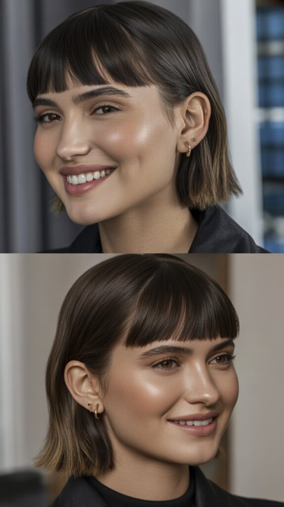 Sleek Middle Part with Blunt Baby Bangs