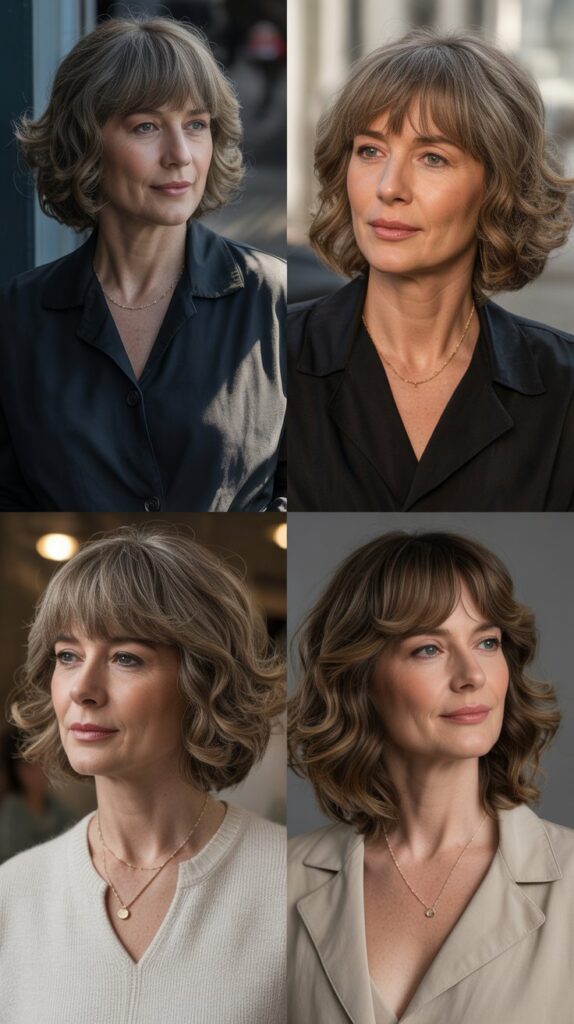 Baby Bangs with Medium-Length Waves