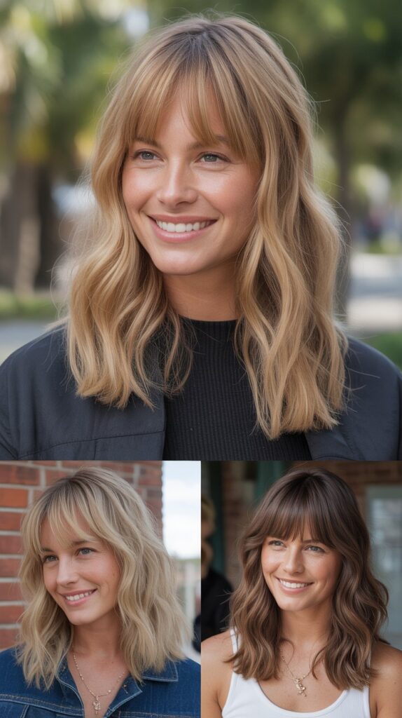 Long Bangs with Beachy Waves