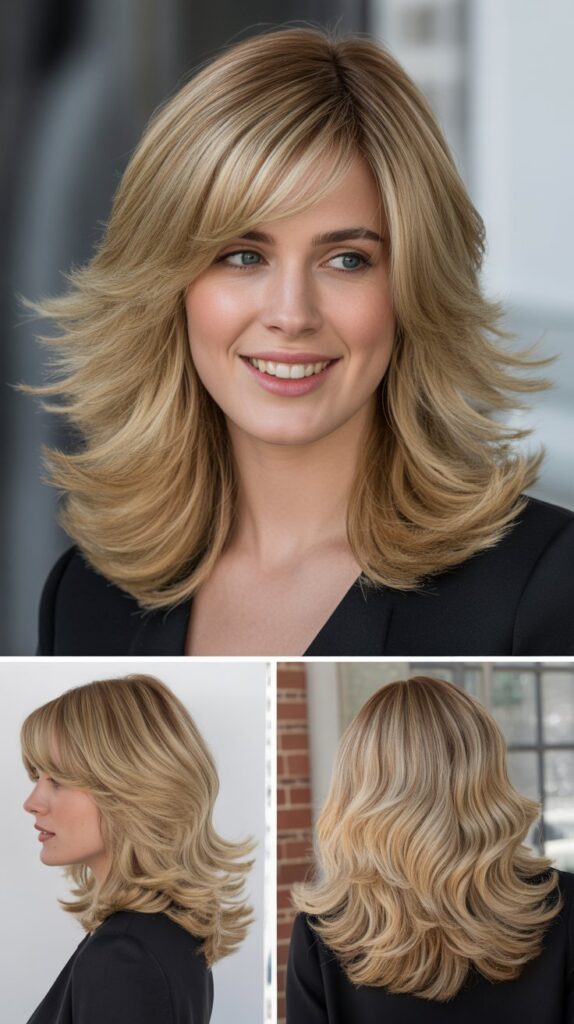 Layered Waves with Swooped Bangs