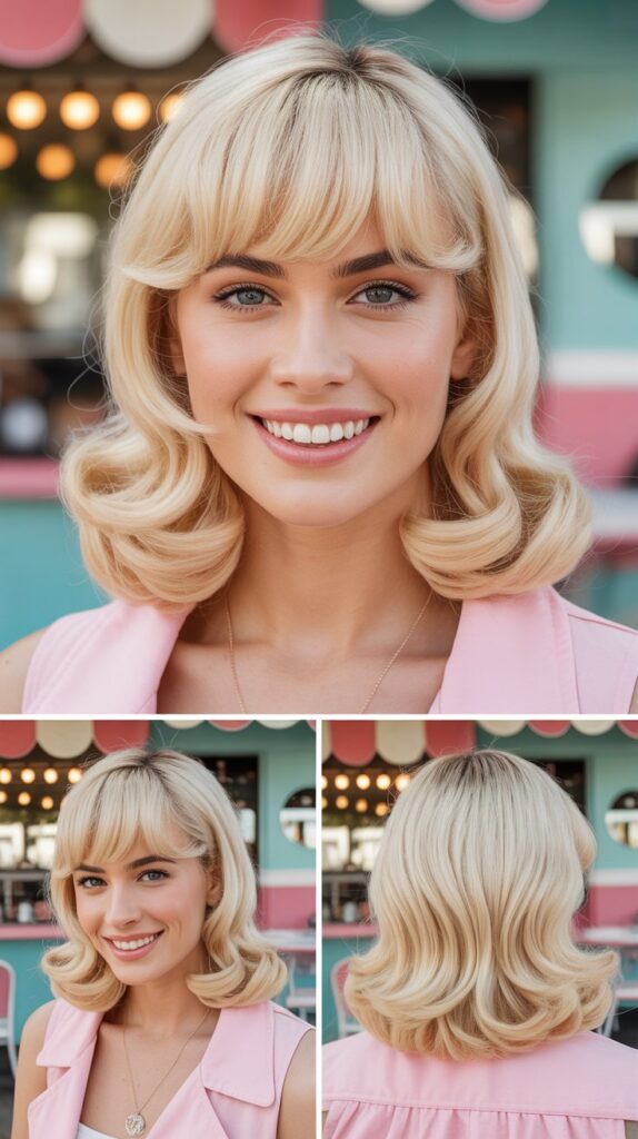 Arched Bangs with Ice Cream Blonde Disconnected Layers