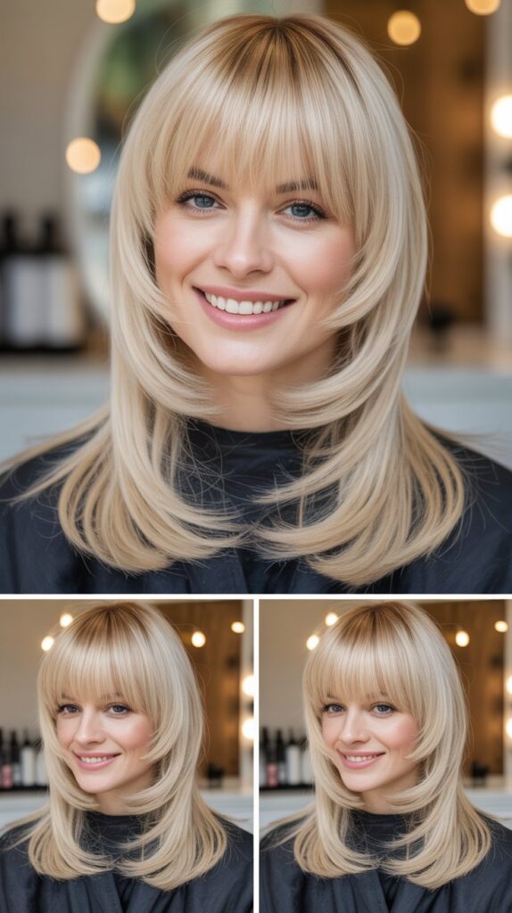 Razor-Cut Layers with Full Bangs