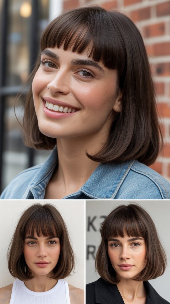 Blunt Lob with Micro-Bangs