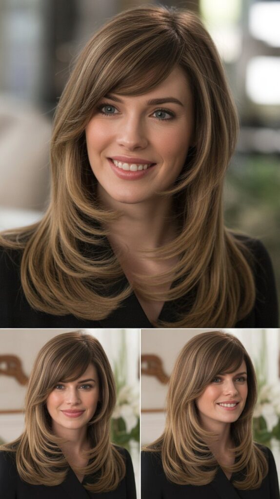 Long Layers with Side-Swept Bangs